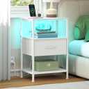 SONGMICS Nightstand with Charging Station, 1 Fabric Drawer