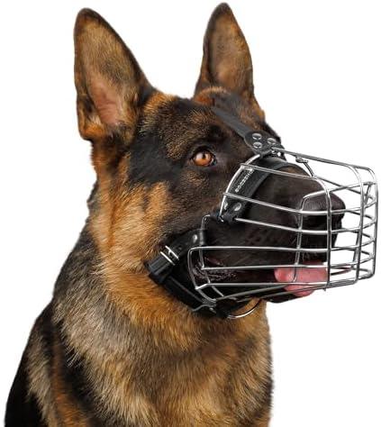 BRONZEDOG Wire Dog Muzzle German Shepherd for Medium Large Dogs Adjustable Durable Metal Basket for Biting Chewing Barking (XL)
