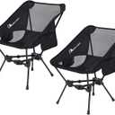 MOON LENCE Portable Camping Chair Backpacking Chair - The 4th Generation Ultralight Folding Chair - Compact, Lightweight Foldable Chairs for Hiking Mountaineering, Beach (Black-2 Pack)