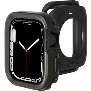 for Apple Watch Series 45mm Thin Fit Designed for Apple Watch Case Series 9/8/7 45mm Thin Metal Case with Back Frame for iWatch Accessories 45mm (Green)