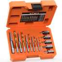 Screw Extractor Drill Bit Set,Chrome Molybdenum Alloy Steel Screw Remover for Removing Stripped Screws and Broken Bolts Ez Out Stripped Rounded-Off Damaged Bolts Screws&Studs Removal Tool (15-Pieces)