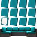 12Pcs Patio Cushion Covers,Outdoor Cushions Covers,Stretch Cushion Covers Replacement, Washable and Reusable Furniture Protectors(Peacock Blue)