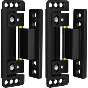 Hidden Door Hinges 2pack Ultra-Thin Hidden Hinges for Secret Door Invisible Hinges Adjustable Silent and Smooth Hidden Door Hinge (3.8x0.96in, Black)