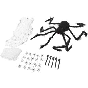 Spider Webs, Halloween Decoration Soft with 5M Cotton Web, Black Spider, Lightweight Cotton 386g, 40g, 20 Spiders for Festive Costume Party, Carnival