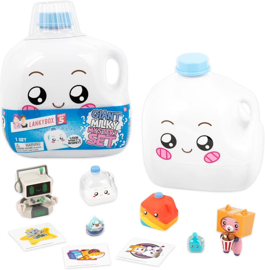 LankyBox Giant Milky Mystery Set Singing Mystery Milky Set with 9 Exciting Toys to Discover Inside, Officially Licensed LankyBox Merch