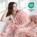 Ultra Soft Cozy Faux Fur Throw Blanket, Fuzzy Plush Thick Bubble Blanket, Oversize Luxury Fluffy Blanket for Couch, Sofa, Bedroom, and Living Room,50x60 Inches,Double Sided Tie-Dye Pink