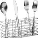 iPEGTOP Cutlery Utensil Silverware Drying Rack Chopsticks Basket Holder with Hooks, Flatware Storage for Kitchen Dish Drainer Drying Rack, Rust Proof Stainless Steel, 1.5"D x 3.3"W x 1.5"H