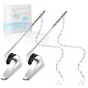 Yupjlia 2 Pack Toilet Handle Replacement Kit, Front Mount Toilet Flush Lever Replacement with Anti-Rust Metal Rod/Stainless Steel Flapper Chain, Tank Bowl Handle Trip Levers