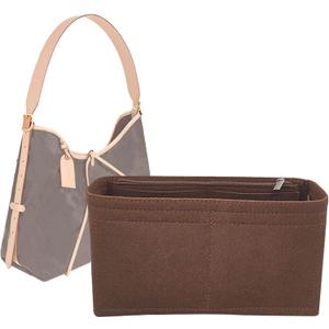 Lckaey Purse Insert for carryall organizer for purse bags women lcarryall tote golf cart parts bag on wheels travel (14.5*5.1*7.8in, coffee)