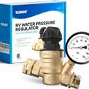 RVGUARD RV Water Pressure Regulator Valve With An Adjustable Knob, Tool-Free, CSA Approved, Lead-Free Brass Water Pressure Reducer with Gauge and Inlet Screen Filter for RV Camper Travel Trailer