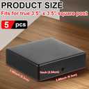 Pelopy 5 Pcs 4 x 4" Flat Pyramid Post Cap for True 3-1/2" x 3-1/2" Wood Posts Black Galvanized Powder Coated Steel Weatherproof Caps Cover for Decks, Porches, or Corridors Mailbox