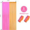 2 x Glow in The Dark Party Supplies 2Packs Neon Party Decorations 6.6 x 6.6 ft Fluorescent Macaron Orange Pink Tinsel Foil Fringe Curtains Glow Photo Booth Prop Backdrop Streamer Birthday Party Decor