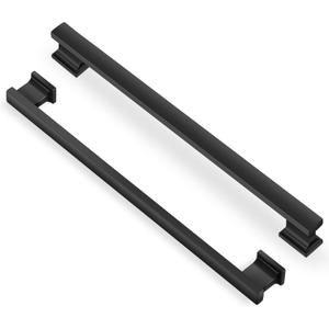 Lardmon 3 Pack 10 Inch(254mm) Hole Center Matte Black Kitchen Cabinet Handles Modern Cabinet Pulls Kitchen Cabinet Hardware Solid Drawer Pulls Handles for Dresser, Total Length 11 Inch