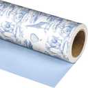 Dtiafu Baby Shower Wrapping Paper Roll for Boys Girls Kids Blue White Jungle Animals Design Gift Wrap Sheets for Holiday Birthday Baby Shower Party Packing Supplies - Total 28.5sq.ft