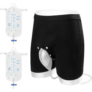 Wearable Urine Bag Male Urinal Bag Incontinence Pants for Men, Reusable Portable Male Collection Bags Urinal System with Collection Bag Portable Leak Proof Leg Pee for Elder (XL)