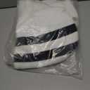 Saodimallsu Womens Striped Sweater Dress V Neck Collared Long Sleeve Slim Fit Ribbed Knit Trendy Mini Dresses (White)