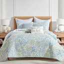 Levtex Home English Forest Green Reversible King/Cal King Quilt Set (106x92in) and 2 Pillow Shams (36x20in) - Bedding - Blue, Green - Cotton King Size Quilt Bedding Set - Lightweight Soft Pre-Washed