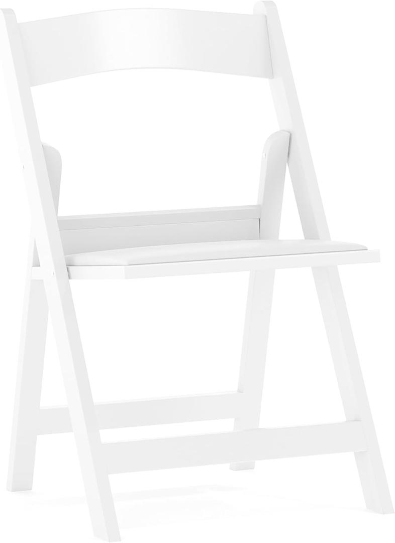 Flash Furniture HERCULES Kids White Resin Folding Chair with White Vinyl Padded Seat (Set of 1)
