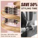 Big Size 1200W Dual Voltage Hot Air Brush Dryer, 110-240V 4 in 1 Ionic Blowout Hair Dryer Brush & Styler Volumizer with 75MM Oval Titanium Barrel for Long & Thick Hair