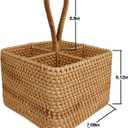 Natural Wicker Utensil Caddy with Built-in HandlesWicker Silverware Caddy with 4 CompartmentsSpoon Cutlery Holder Utensils OrganizerCondiment Organizer Silverware Holder(7.09 * 5.12 inch)