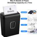 Bonsaii 6-Sheet Micro-Cut Paper Shredder, P-4 High-Security for Home & Small Office Use, Shreds Credit Cards/Staples/Clips, 3.4 Gallons Transparent Window Wastebasket, Black (C234-A)