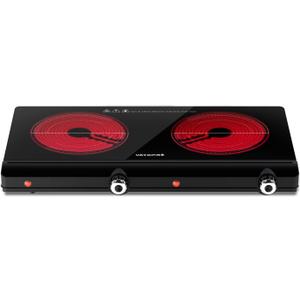 Infrared Double Burner Electric Cooktop - 1800W Portable Stove, Heat-up In Seconds, Countertop Cooktop for Dorm, Compatible with All Cookware (infrared hot plate)