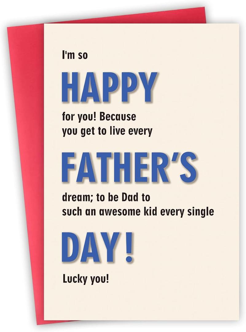 2 x Funny Fathers Day Card for Dad Stepfather Adoptive Father - Dad Greeting Cards Gift for Father's Day - Special Fathers Day Card Gifts from Daughter, Son, Stepson, Stepdaughter