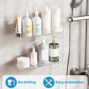 CGBE Acrylic Self-Adhesive Shower Caddies: No-Drill Bathroom Wall Shelf with Hidden Hooks & Drainage Holes - Clear Waterproof Organizer for Bathroom, Kitchen Storage (2 Pack, 2.3" L  3.6" W  1.8" D)