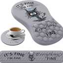 L-SPOUTTO Mouse Pad Wrist Support,Ergonomic Mouse Pad with Wrist Rest,Computer Mouse Pads Pain Relief Keyboard Wrist Rest with Coaster Set,Non-Slip Computer Mouse Pad for Desk Laptop Office-Black Cat