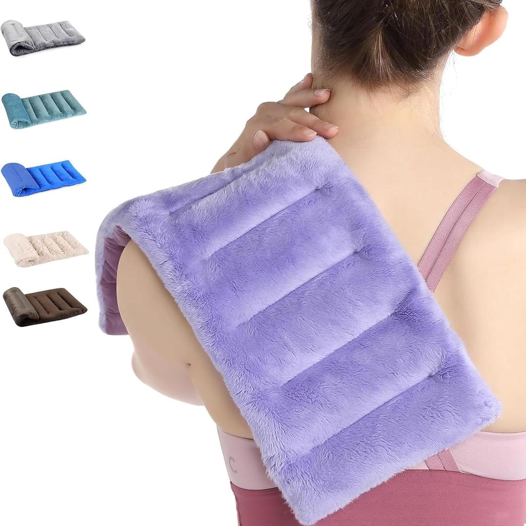 SuzziPad Microwave Heating Pad for Neck Shoulder Back, 7x16 Microwavable Moist Heat Pack, Warm Compress Hot Pack, Flaxseed Bean Bag Heated Pad for Mother's Day, Hot & Cold Therapy, 1.74lb, Purple