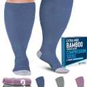 Doctor's Select 3 Pairs Plus Size Compression Socks Wide Calf - Bamboo Viscose Knee High Socks | Circulation Support
