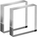 CiaoHER 1in Thickness 4in Square Acrylic Cube Display Block Clear Polished Pedestal Stand Riser Solid Base 4" x 4" x 1", 4 Pack