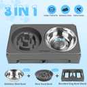 URPOWER Raised Dog Bowls 4 Height Adjustable Elevated Bowl Stand with Stainless Steel Water Bowl Non-Slip Dog Food Bowls Stand for Small Medium Large Dogs and Pets, Gray