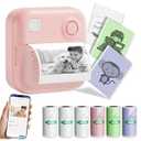 Sticker Printer with 7 Rolls Paper, Portable Mini Sticker Maker Bluetooth Thermal Printer for Photos, DIY,Crafts,Journal,Study,Work, Compatible Phone&Tablet (Blue)