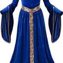 Pettigirl Girls Renaissance Queen Rose Dress Up Cosplay Royalty Medieval Princess Fancy Costume (9-10 Years)