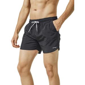 maamgic Mens Swim Trunks 5" with Mesh Lining Quick Dry Bathing Suits for Men Swim Shorts Swimwear (Large, Black)
