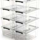 8 Pack 5 Quart Clear Plastic Storage Bins with Latching Lids, Stackable Small Storage Boxes for Closet, Pantry & Office Organization