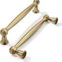 khtumeware 2 Pack 5 Inch(128mm) Brushed Brass Cabinet Pulls Satin Brass Kitchen Cabinet Handles Gold Kitchen Cabinet Hardware for Cupboard Drawer Handles Dresser Pulls