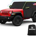 QUNSUNUS Cab Cover for Jeep JK JL 2 Door, Car Half Cover with Cotton Liner and Straps, Outdoor Car Cover Waterproof All Weather with Wind, Sun, UV and Dust Protection (black)