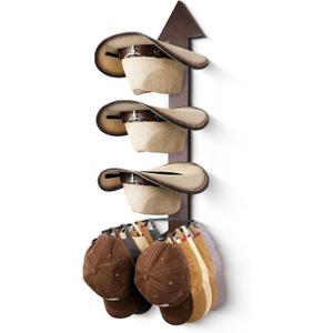 Cowboy Hat Holder Rustic Wood Arrow Design Hat Organizer 4 Pieces Cowboy Hat Rack Western Decor Hat Storage Hanger for Display and Organization Walnut