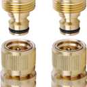 Brass Hose Quick Connect, 3/4 Inch GHT Thread Garden Hose Quick Connector No-Leak Water Hose Quick Connect Fittings Male and Female - 2Packs