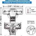 Cabinet Hinges - 40 Pack for 1/2 inch Overlay Cabinet, Face Frame Concealed 105Deg Self Closing Hinges, Stainless Soft Close Cabinet Door Hinges with Mounting Screws and Repair Plate