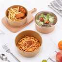 100 Pack Kraft Paper Bowls with Lid 25/34/ 37 oz Disposable Soup Salad Bowls Party Supplies, to Go Food Container for Party Dessert, Ice Cream, Yogurt, Microwave Freezer Safe