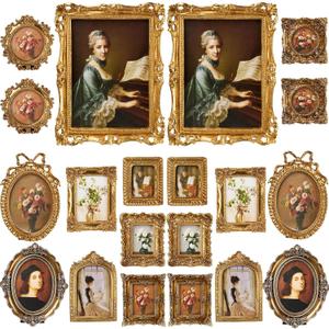 20 Pcs Wooden Vintage Gold Picture Frame Bulk
Antique Wood Photo Frame with Glass Front Backboard, Tabletop Display Wall Hanging Decor, Christmas Jewelry Display