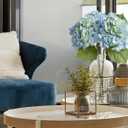 ZYTUYO 20" 4PCS Artificial Light Blue Hydrangea Flowers Large Faux Latex Real Touch Fake Hydrangeas Silk Bouquet with Leaves Stems for Family Table Office Wedding Party Arrangements