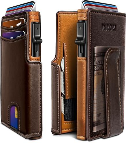 miyozi Men Wallet,with Money Clip Coins Pocket ID Window,Slim Front Pocket RFID Blocking Pop-up Card Holder 3.9"x 2.7", Gift Boxed