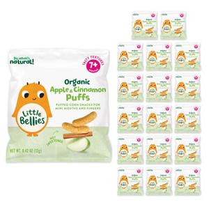 Little Bellies Organic Apple & Cinnamon Puffs Baby Snack (Pack of 18 x 0.42 oz Individual Packs) (EXP 10/29/25)