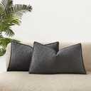 JUSPURBET 16x24 Pillow Covers Set of 2 Decorative Throw Pillow Covers Case for Couch Sofa Bed Soft Boucle Textured Lumbar Cushion Covers with Hidden Zipper for Home Decor Living Room,Dark Grey