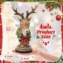 Christmas Reindeer Head Statues, Deer Head with Wreath, Reindeer Christmas Table Decoration for Home Indoor Resin Xmas Deer Figurine Winter Holiday New Year Gift for Woman