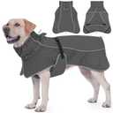 HezzLuv Dog Raincoat, Waterproof Dog Coat with Reflective Straps, Leash Hole & Polar Fleece Lining, Winter Snow Rain Coat, L